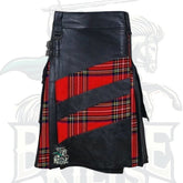 Modern Royal Stewart Tartan Hybrid Kilt with Black Leather – Premium Scottish Utility Wear